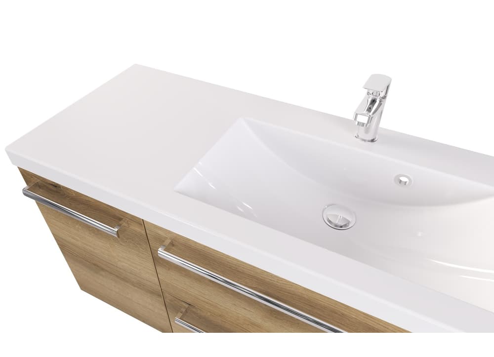 Szafka Wisząca Z Umywalką ATHD 90 cm D Prawa - Dąb Evoke Coast Mat - Uchwyty Chromowane