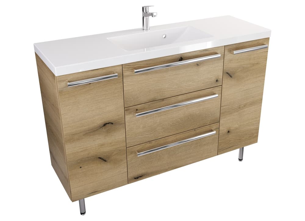 Szafka Stojąca Z Umywalką ATHD 120 cm DK - Dąb Evoke Coast Mat - Uchwyty Chromowane