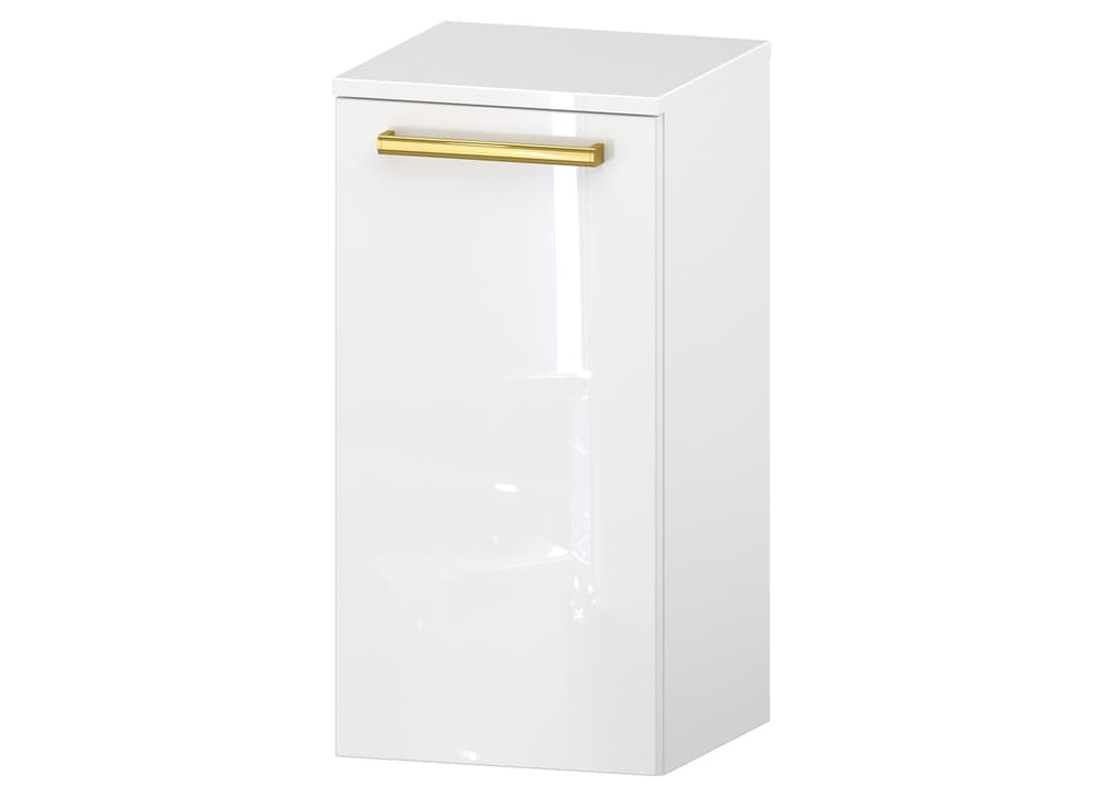 Słupek Łazienkowy ATH 35 cm K - Biały Wysoki Połysk - Uchwyty Złote Polerowane