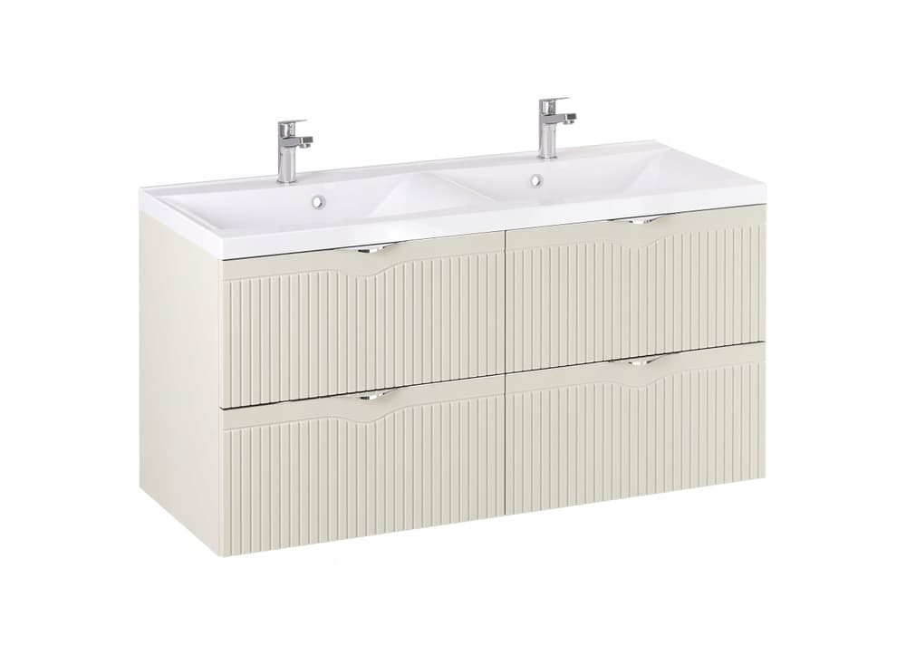 Szafka z Umywalką LOGHOS 120 cm DUO Kaszmir Mat Ryflowana Furni
