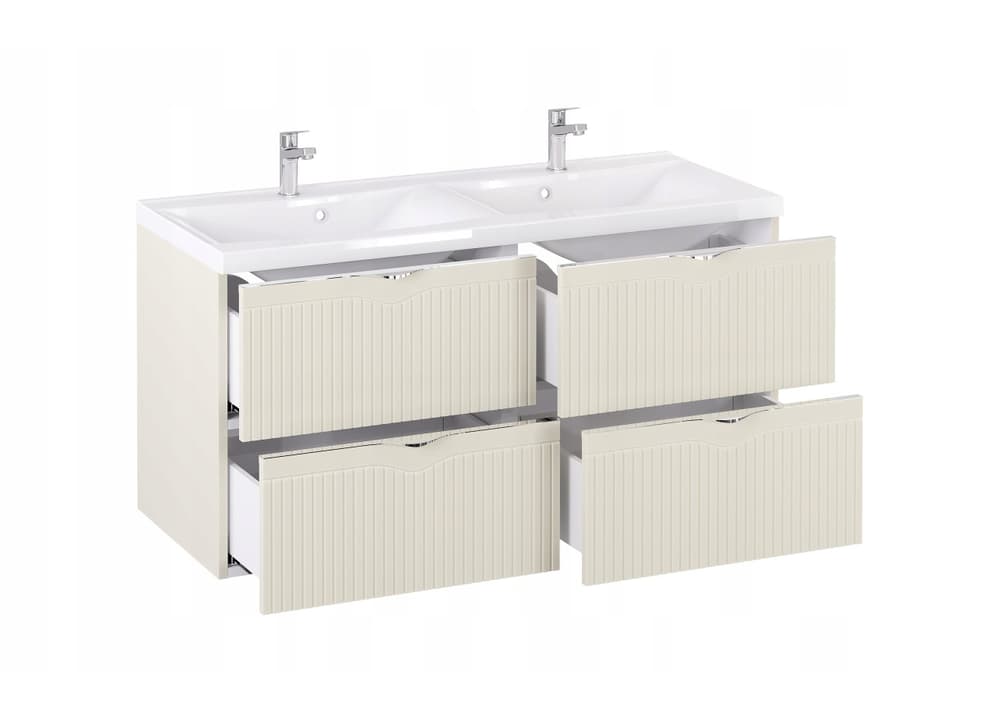 Szafka z Umywalką LOGHOS 120 cm DUO Kaszmir Mat Ryflowana Furni