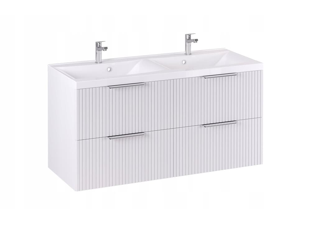 Szafka z Umywalką LOGHOS 120 cm DUO Biały Mat Ryflowana Furni