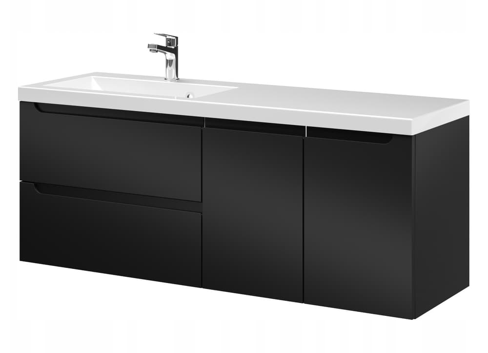 Szafka Wisząca Z Umywalką ETH 120 cm SD Lewa - Czarny Mat