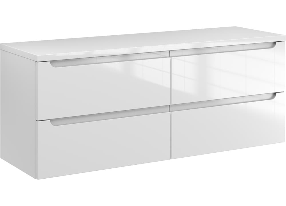Szafka Wisząca Z Blatem ETH 120 cm DUO - Biały Wysoki Połysk