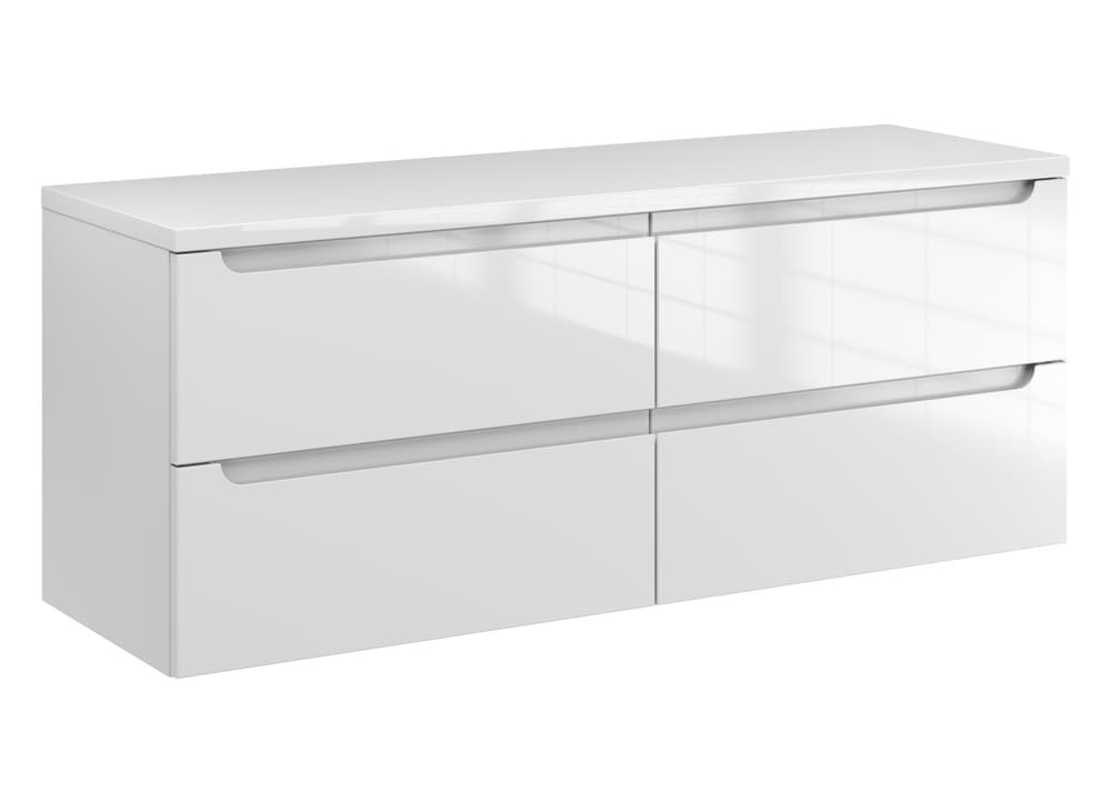 Szafka Wisząca Z Blatem ETH 120 cm DUO - Biały Wysoki Połysk