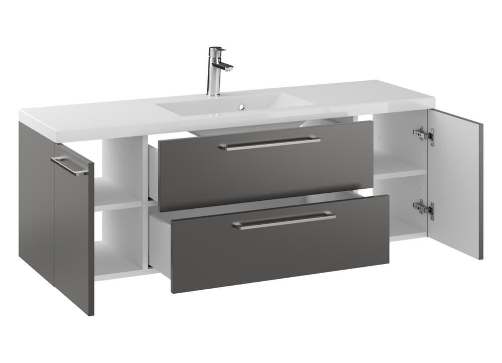 Szafka Wisząca Z Umywalką RON 140 cm D - Titan Mat - Uchwyty Chromowane