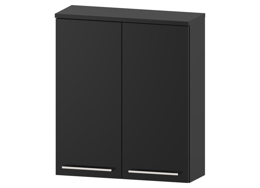 Szafka nad Pralkę RON 60 cm 2D - Czarny Mat - Uchwyty Chromowane