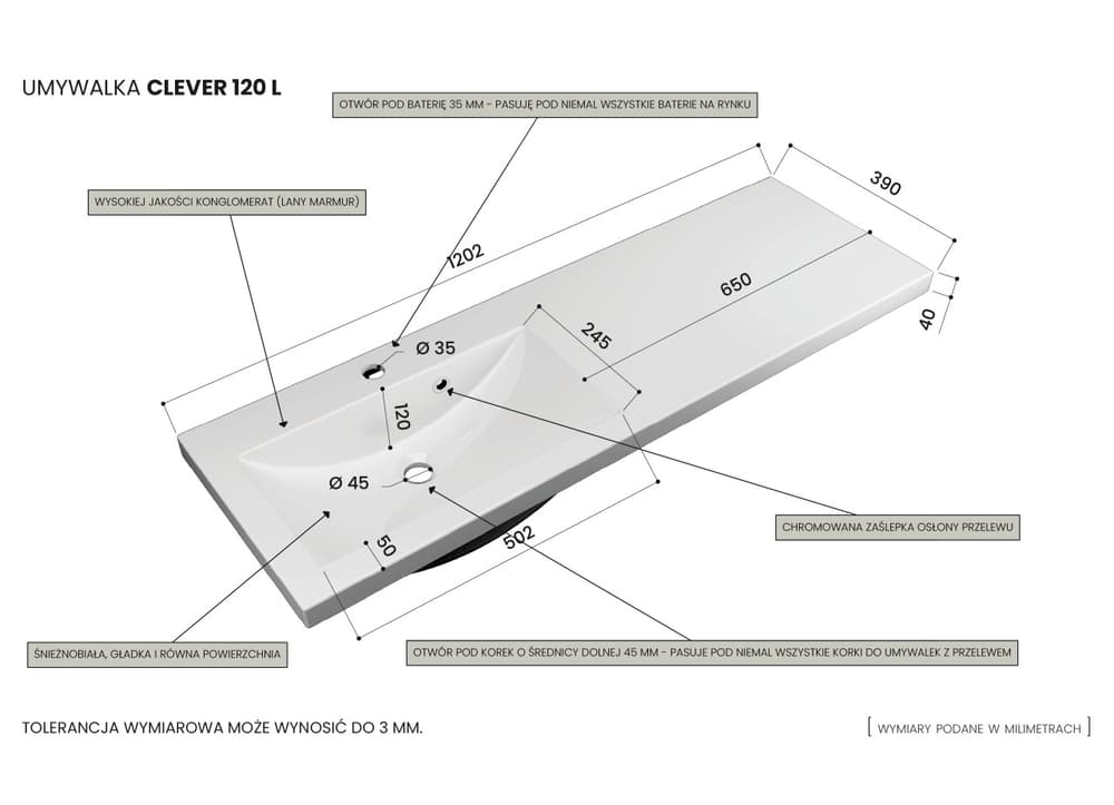 Szafka Wisząca Z Umywalką ATH 120 cm SD Lewa - Czarny Wysoki Połysk - Uchwyty Chromowane