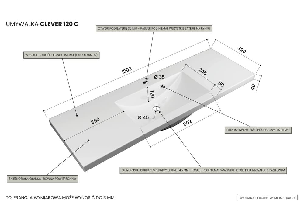 Szafka Stojąca Z Umywalką ATH 120 cm D - Czarny Mat - Uchwyty Złote Polerowane