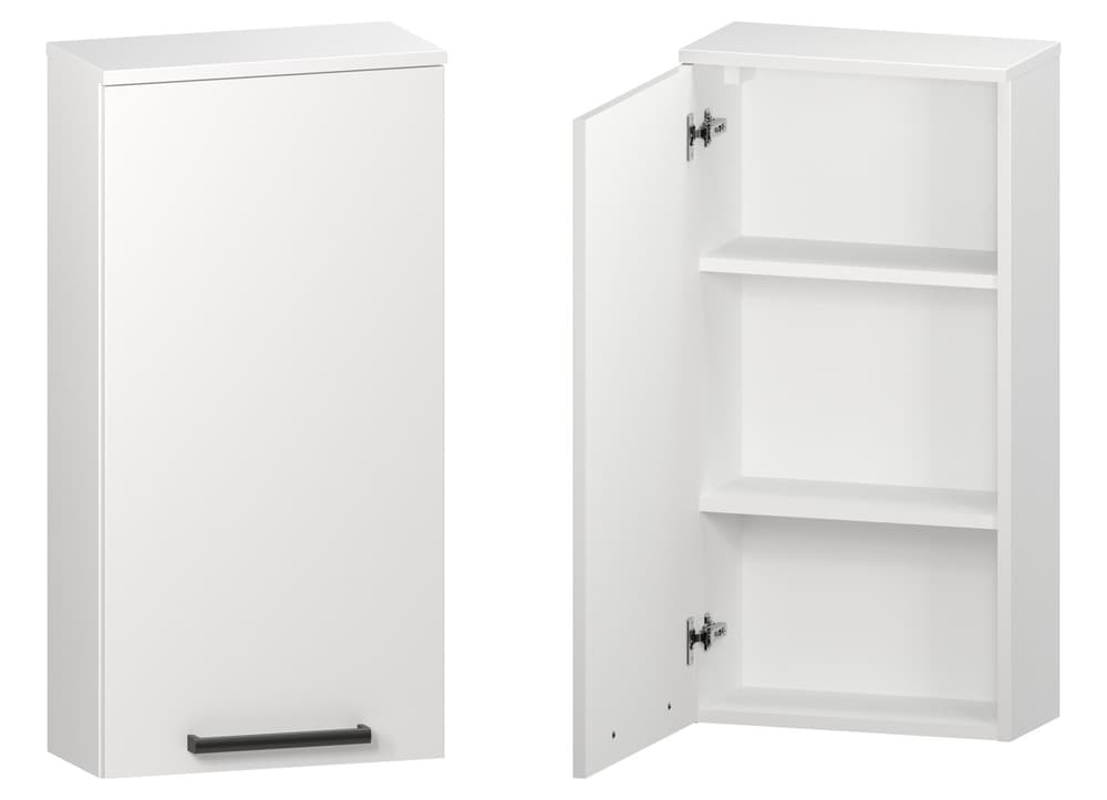 Szafka nad Pralkę ATH 45 cm D90 Lewa - Biały Mat - Uchwyty Czarne Matowe