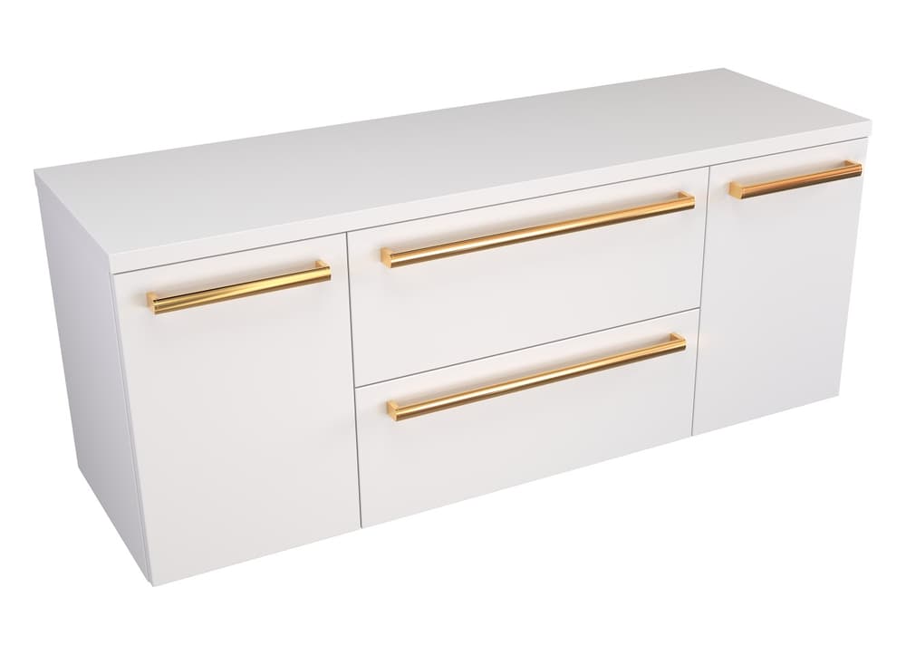 Szafka Wisząca Z Blatem ATH 120 cm D - Biały Mat - Uchwyty Złote Polerowane