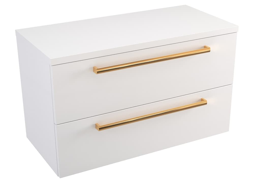 Szafka Wisząca Z Blatem ATH 80 cm - Biały Mat - Uchwyty Złote Polerowane
