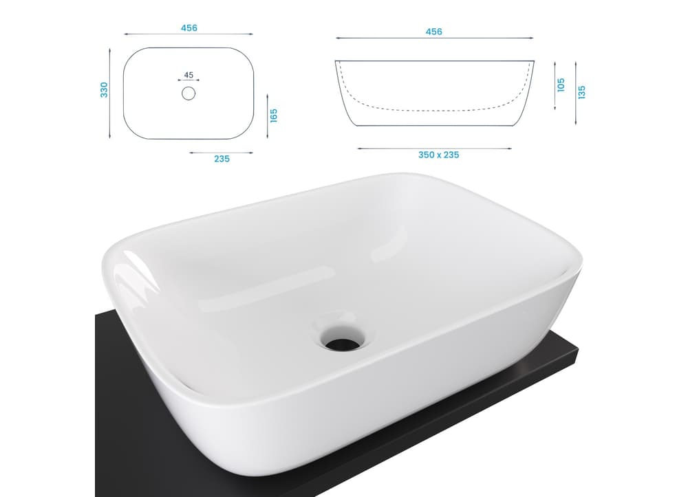 Szafka Wisząca Z Umywalką Nablatową ATH 120 cm DS Prawa - Czarny Mat - Uchwyty Chromowane