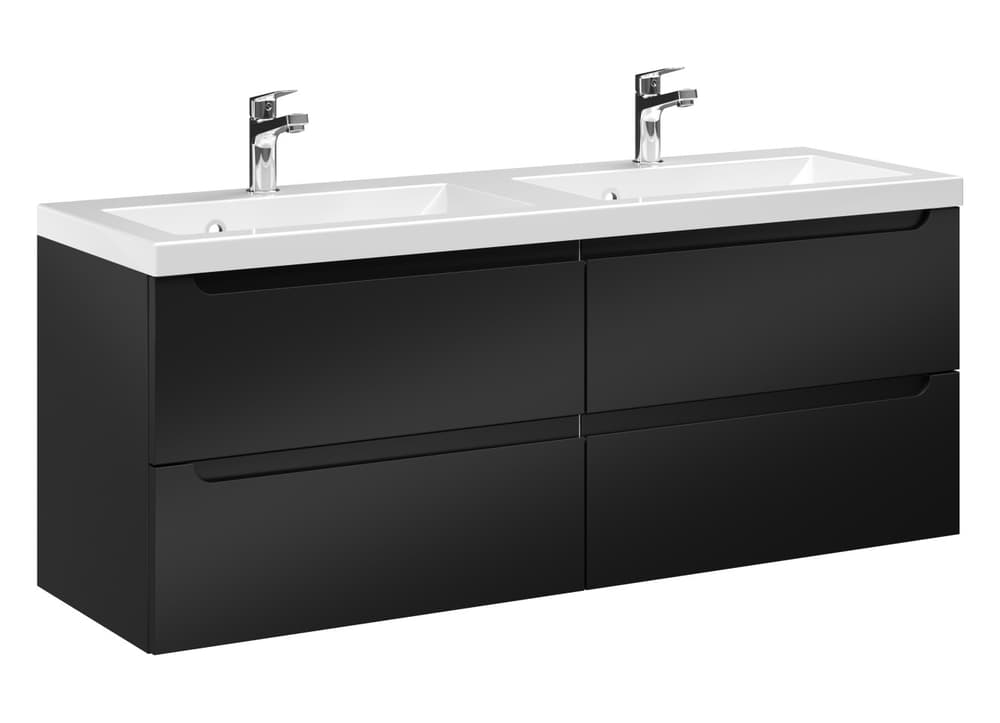 Szafka Wisząca Z Umywalką ETH 120 cm DUO - Czarny Mat