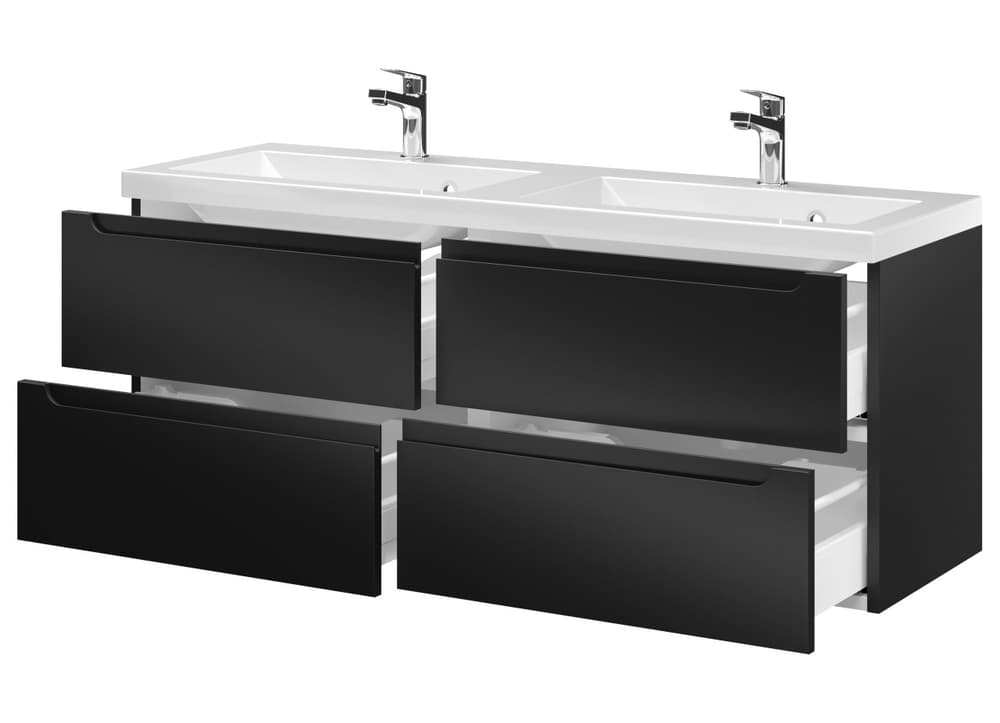 Szafka Wisząca Z Umywalką ETH 120 cm DUO - Czarny Mat
