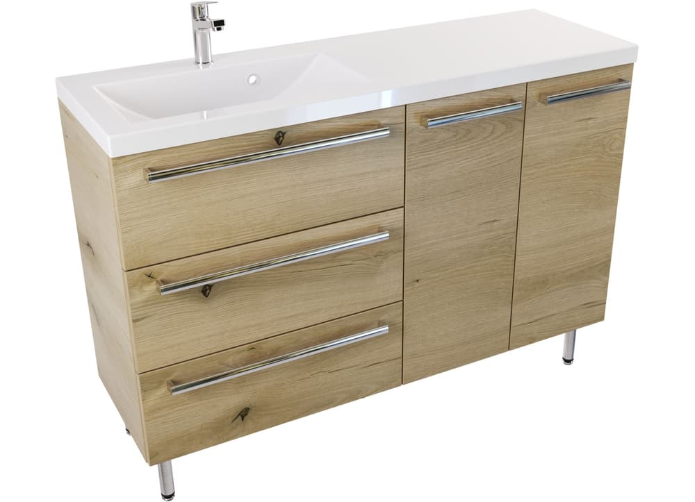 Szafka z umywalką ATHOS stojąca 120 cm lewa - Uchwyt Chromowany