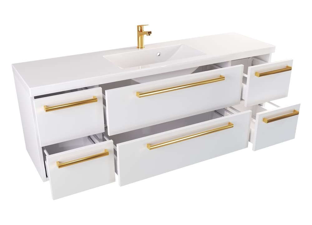 Szafka z Umywalką ATHOS 140 cm SZ MAT - Uchwyt Złoty