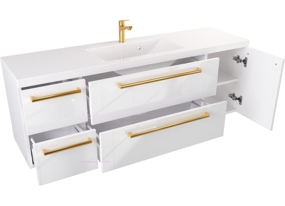 Szafka z Umywalką ATHOS 140 cm SZ D - Uchwyt Złoty