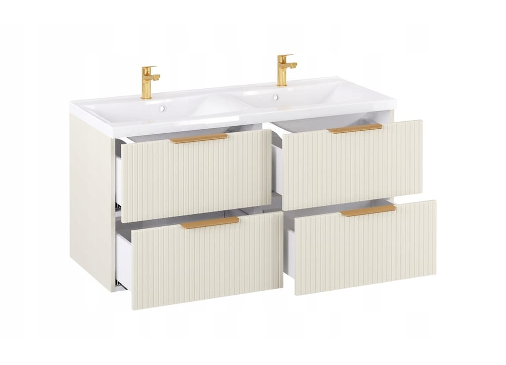 Szafka z Umywalką LOGHOS 120 cm DUO Kaszmir Mat Ryflowana Furni