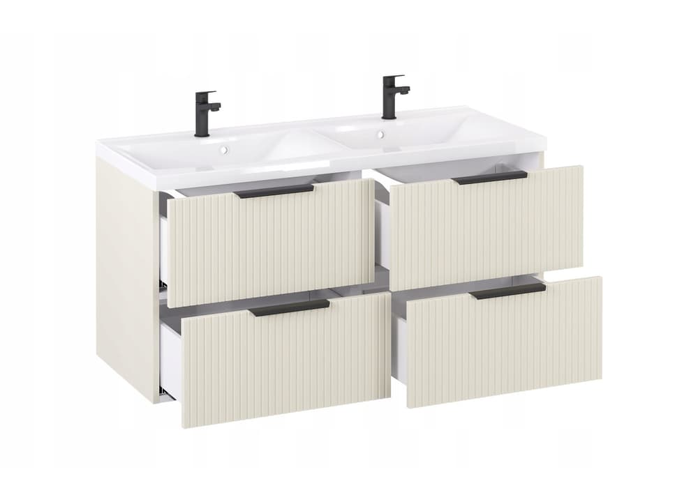 Szafka z Umywalką LOGHOS 120 cm DUO Kaszmir Mat Ryflowana Furni