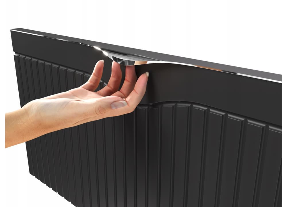 Szafka z Umywalką LOGHOS 120 cm DUO Czarny Mat Ryflowana Furni