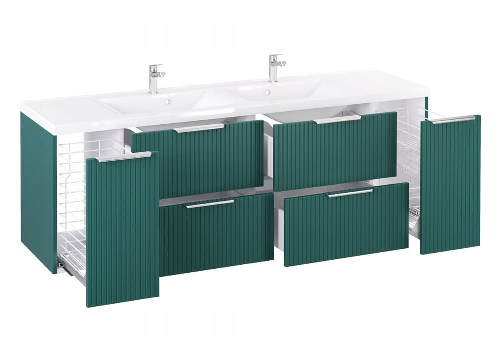 Szafka z Umywalką LOGHOS 180 cm Petrol Mat KOSZ CARGO Furni