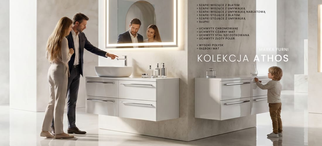 Kolekcja Athos – białe szafki łazienkowe