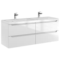 Szafka Wisząca Z Umywalką ETH 120 cm DUO - Biały Wysoki Połysk