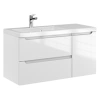 Szafka Wisząca Z Umywalką ETH 90 cm D Lewa - Biały Wysoki Połysk