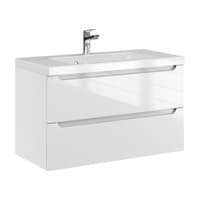 Szafka Wisząca Z Umywalką ETH 80 cm - Biały Wysoki Połysk