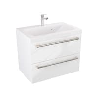 Szafka Wisząca Z Umywalką ATH 60 cm - Biały Wysoki Połysk - Uchwyty Stal Szczotkowana