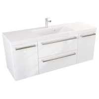 Szafka Wisząca Z Umywalką ATH 120 cm D - Biały Wysoki Połysk - Uchwyty Stal Szczotkowana