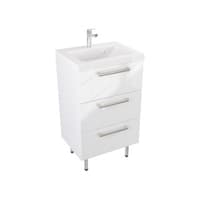 Szafka Stojąca Z Umywalką ATH 50 cm - Biały Wysoki Połysk - Uchwyty Stal Szczotkowana