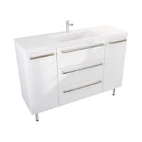 Szafka Stojąca Z Umywalką ATH 120 cm D - Biały Wysoki Połysk - Uchwyty Stal Szczotkowana