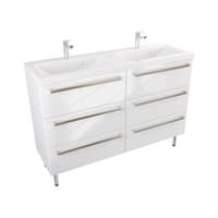 Szafka Stojąca Z Umywalką ATH 120 cm DUO - Biały Wysoki Połysk - Uchwyty Stal Szczotkowana