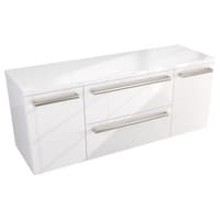 Szafka Wisząca Z Blatem ATH 120 cm D - Biały Wysoki Połysk - Uchwyty Stal Szczotkowana