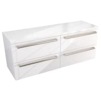 Szafka Wisząca Z Blatem ATH 120 cm DUO - Biały Wysoki Połysk - Uchwyty Stal Szczotkowana