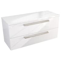 Szafka Wisząca Z Blatem ATH 100 cm - Biały Wysoki Połysk - Uchwyty Stal Szczotkowana