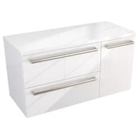 Szafka Wisząca Z Blatem ATH 90 cm D Lewa - Biały Wysoki Połysk - Uchwyty Stal Szczotkowana