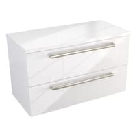 Szafka Wisząca Z Blatem ATH 80 cm - Biały Wysoki Połysk - Uchwyty Stal Szczotkowana