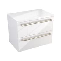 Szafka Wisząca Z Blatem ATH 60 cm - Biały Wysoki Połysk - Uchwyty Stal Szczotkowana