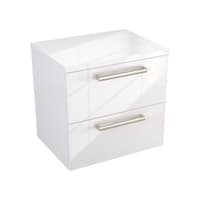 Szafka Wisząca Z Blatem ATH 50 cm - Biały Wysoki Połysk - Uchwyty Stal Szczotkowana