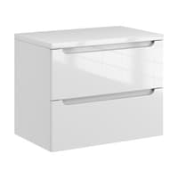 Szafka Wisząca Z Blatem ETH 60 cm - Biały Wysoki Połysk