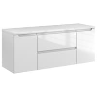 Szafka Wisząca Z Blatem ETH 120 cm D - Biały Wysoki Połysk