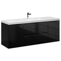 Szafka Wisząca Z Umywalką ETH 120 cm D - Czarny Wysoki Połysk