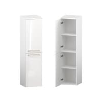 Słupek Łazienkowy ATH 35 cm 2D Lewy - Biały Wysoki Połysk - Uchwyty Stal Szczotkowana