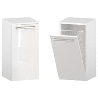 Słupek Łazienkowy ATH 35 cm K - Biały Wysoki Połysk - Uchwyty Stal Szczotkowana