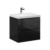 Szafka Wisząca Z Umywalką ETH 50 cm - Czarny Wysoki Połysk
