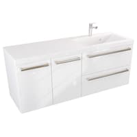 Szafka Wisząca Z Umywalką ATH 120 cm DS Prawa - Biały Wysoki Połysk - Uchwyty Stal Szczotkowana