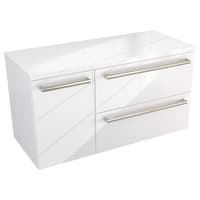 Szafka Wisząca Z Blatem ATH 90 cm D Prawa - Biały Wysoki Połysk - Uchwyty Stal Szczotkowana